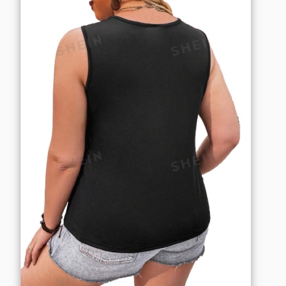 Black Silver Sequin Heart Tank Top w/ Silver Grommets on Shoulders!!! - Picture 2 of 6